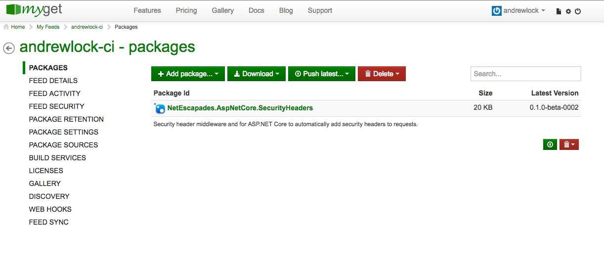 New package on MyGet