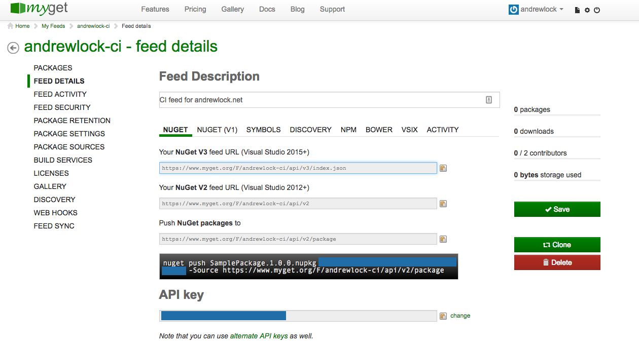 MyGet feed details