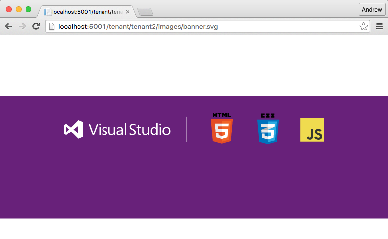 Accessing the Tenant 2 purple banner from the Tenant 1 hostname