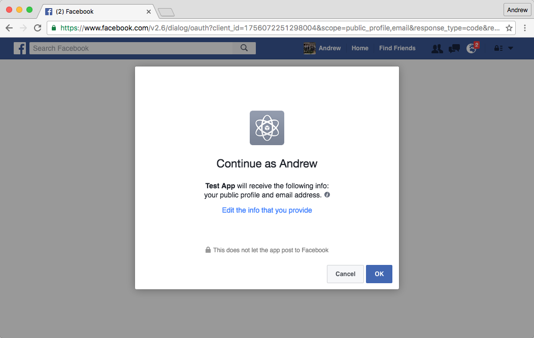 Granting authorisation to our test application