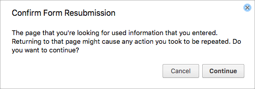 Resend warning popup