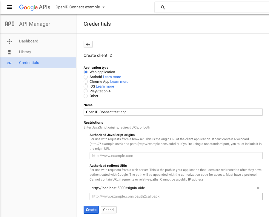 Adding redirect URIs
