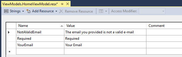 Creating a resource file in visual studio