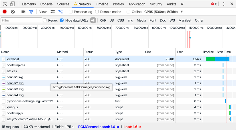 High latency scenario with caching