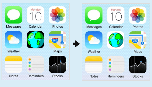 Before and after tweaking the iOS icon