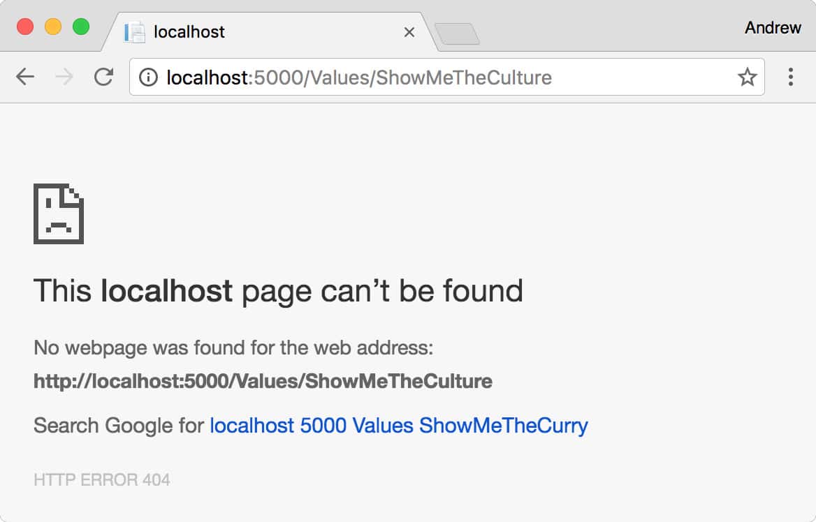 404 when you don't provide the url