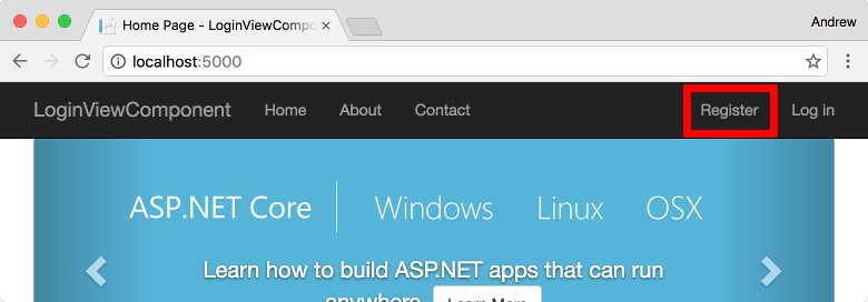 Register link is shown