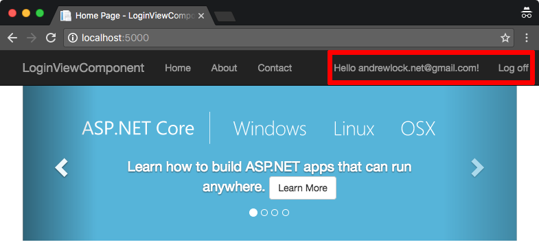 A typical web app showing a login widget