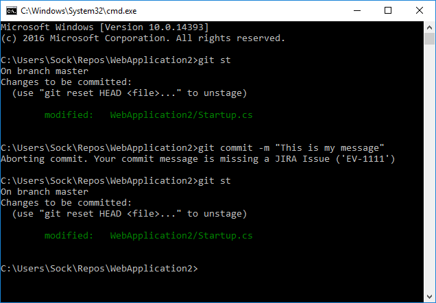Commit being rejected