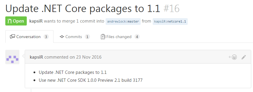 Update .NET Core packages to 1.1 #16