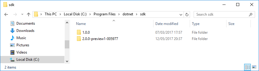 SDK versions