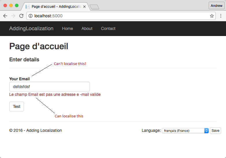 Can't localise the labels