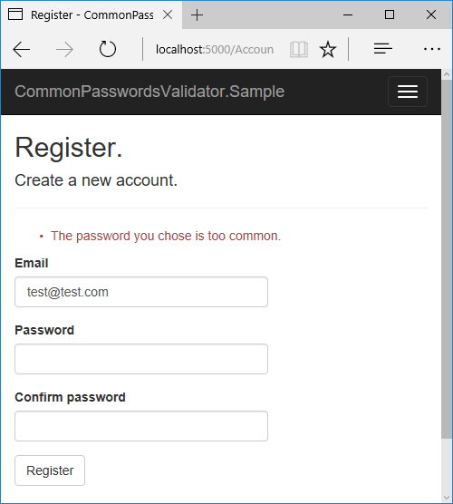 Password is too common