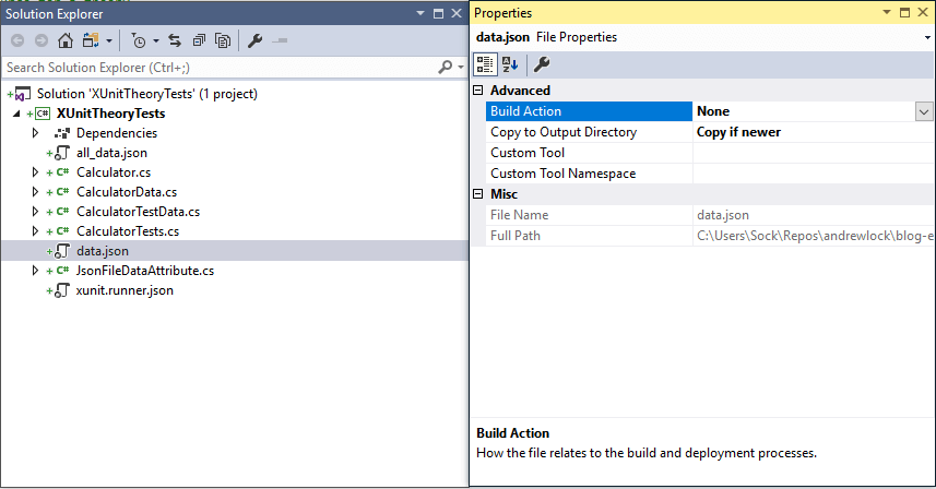 Solution including JSON files