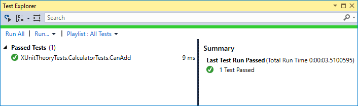 Test explorer creating a fact