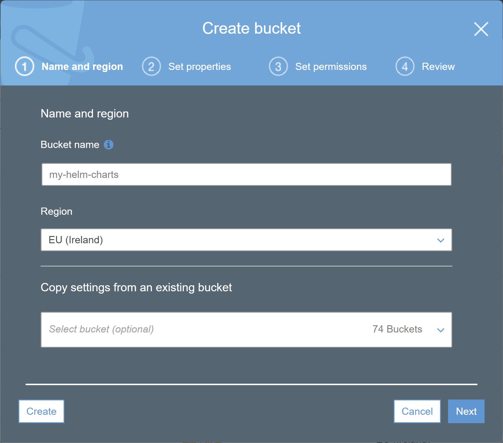 Creating a bucket