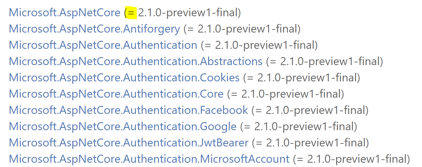 Microsoft.AspNetCore.App dependencies