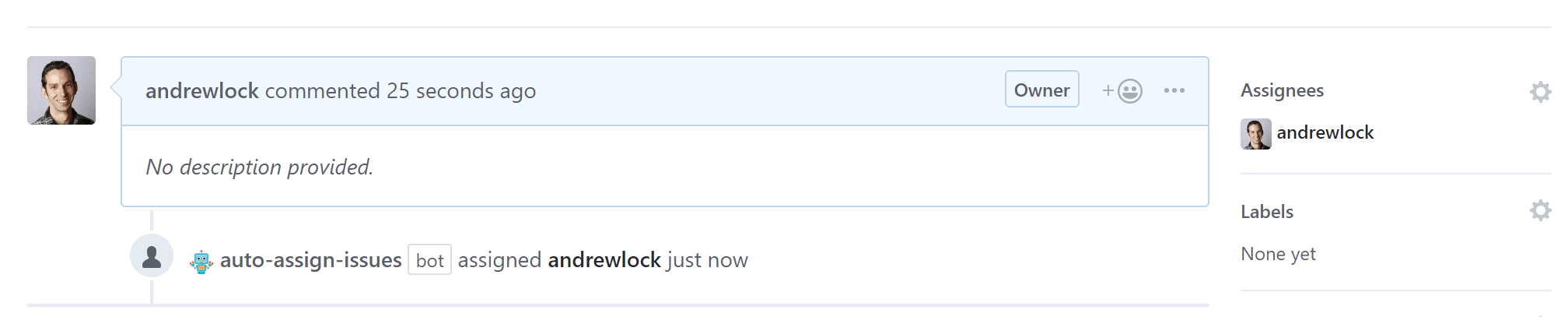 Demonstration of the auto-assign-issues-bot working