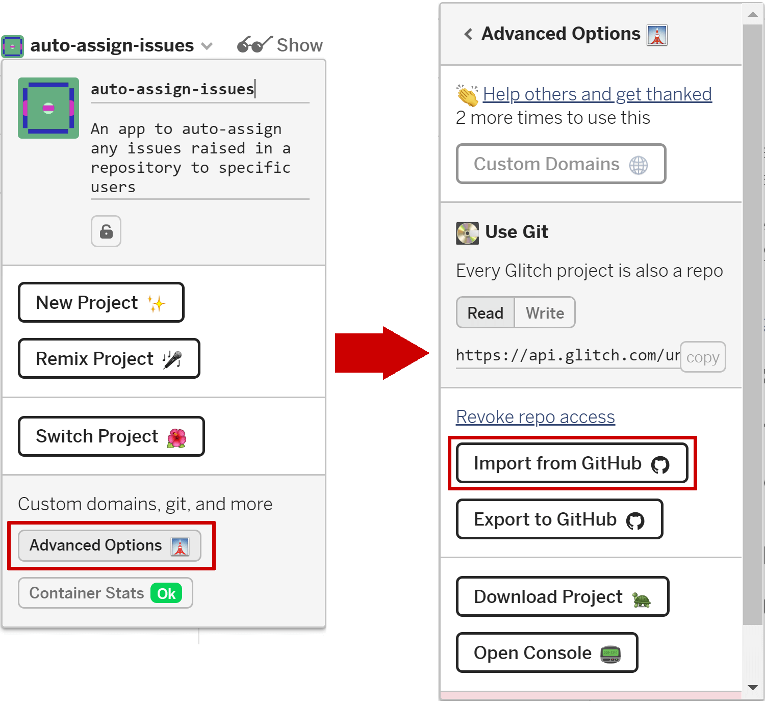 Editing the default Glitch name and description