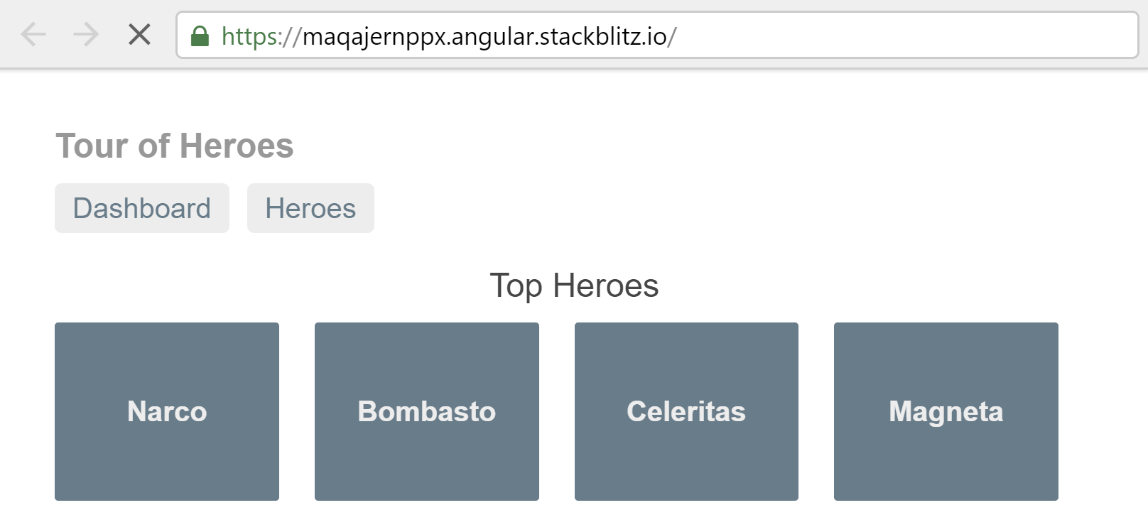 Image of a sample app loading at the route