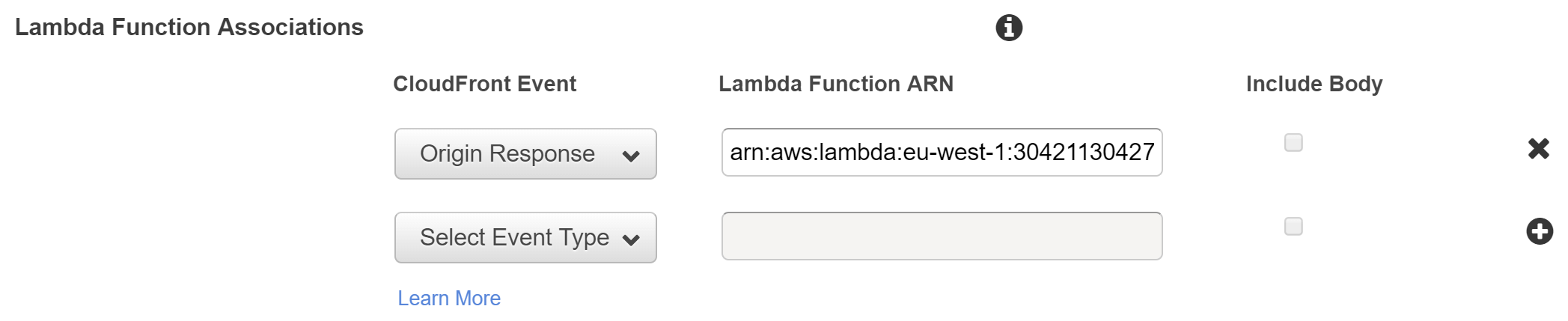 Updating the Lambda association manually