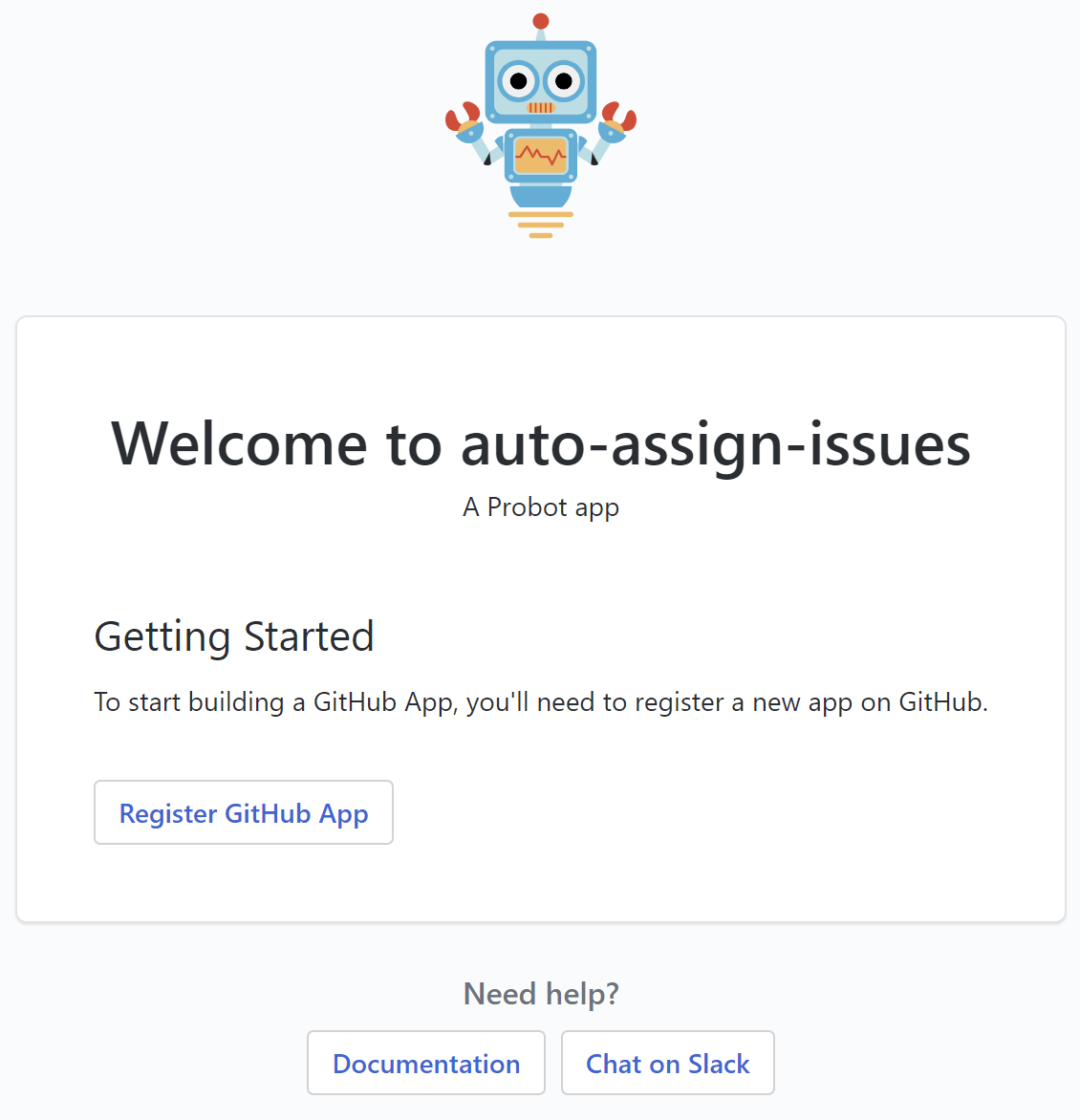 The start screen after running your app