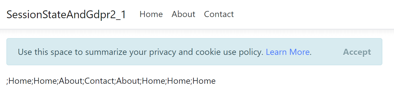 Privacy banner plus session state
