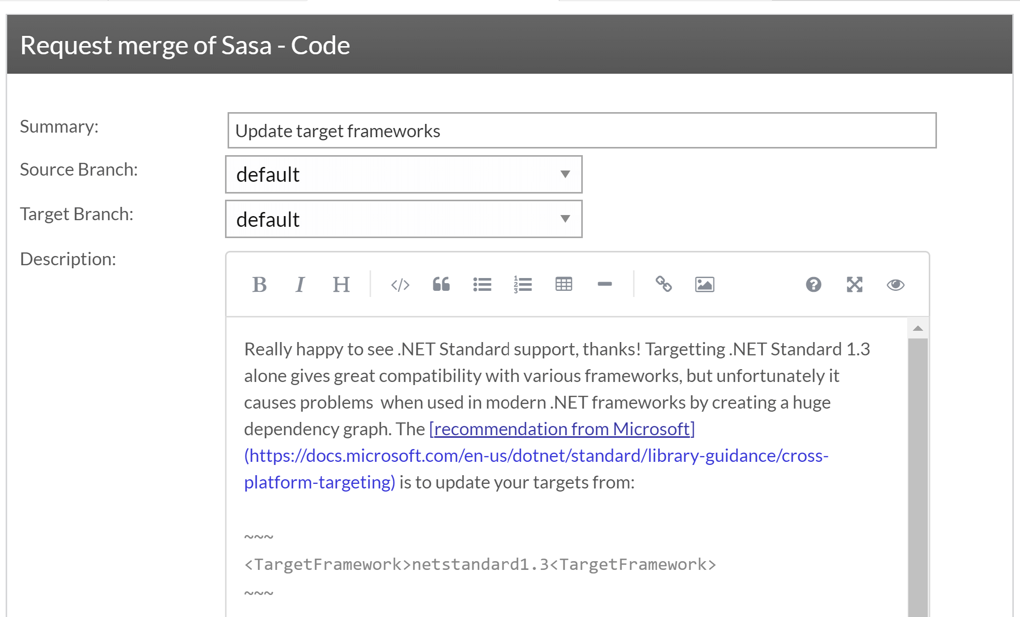 Creating a merge request