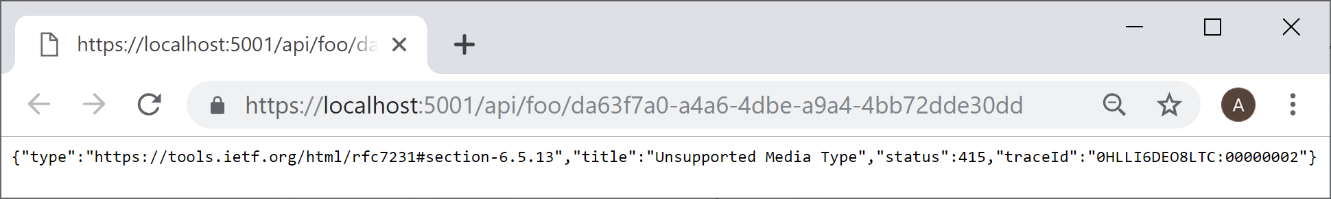Unsupported Media Type response