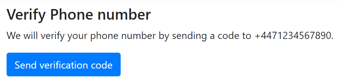 The verify phone form