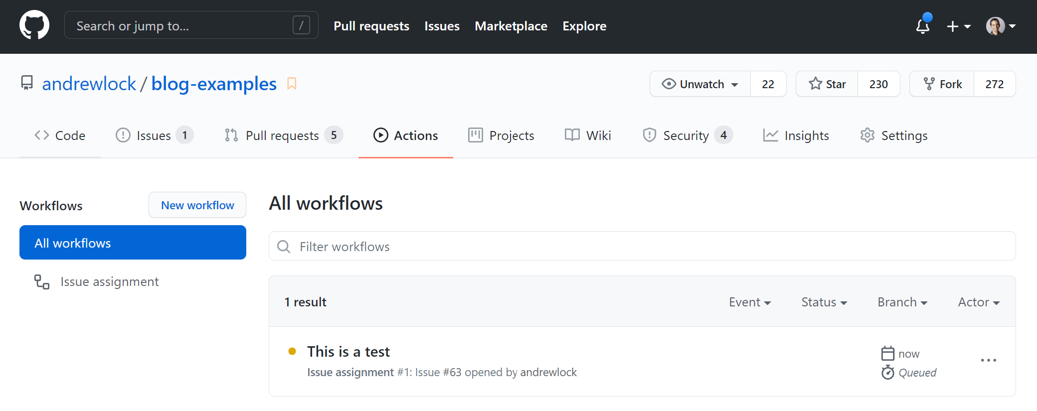 Workflow in progress