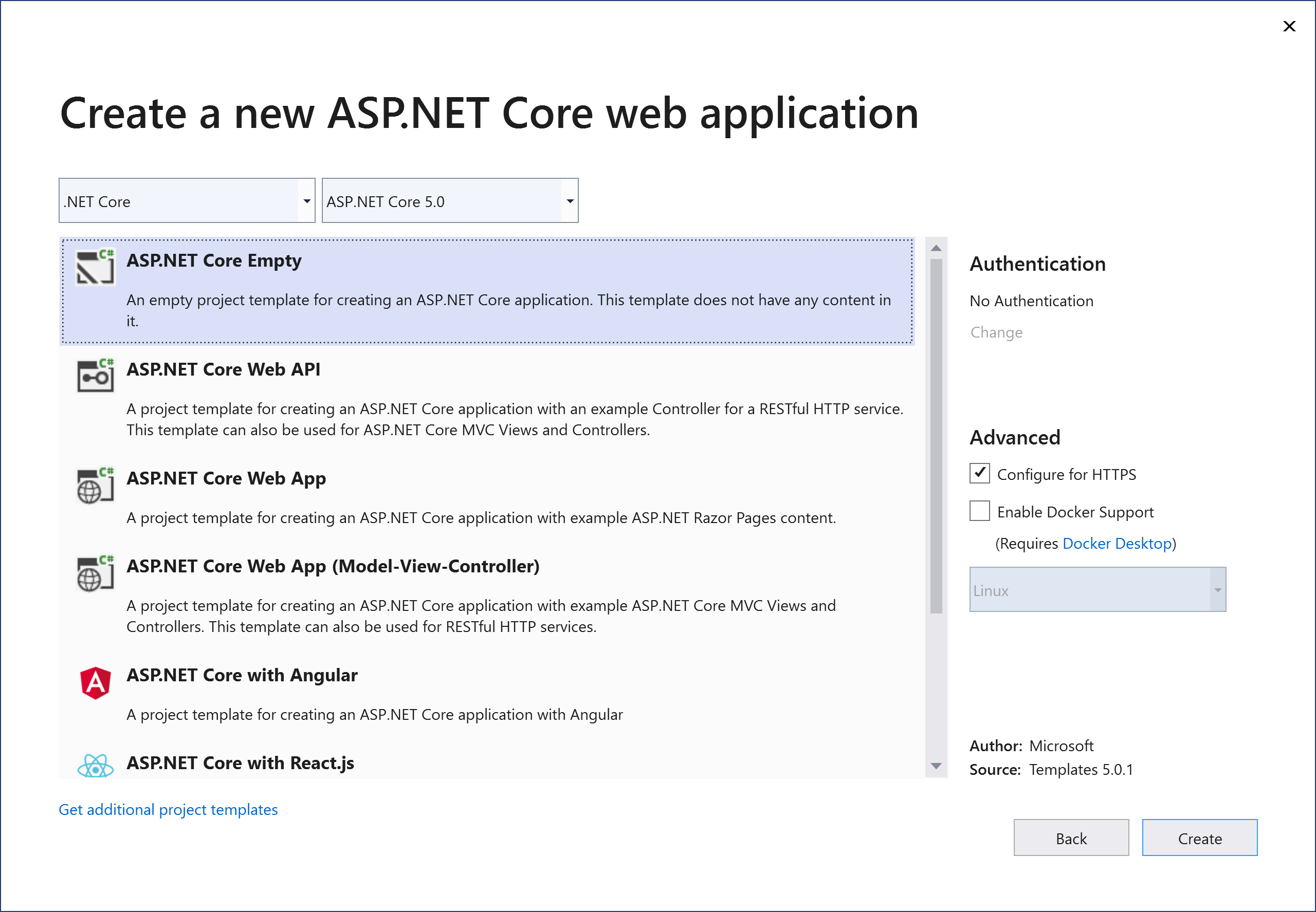 Creating a new web application