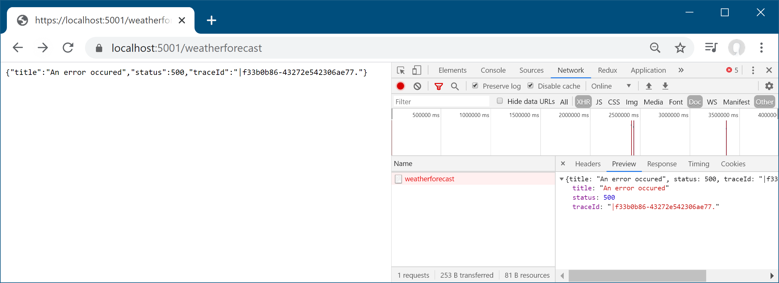 ProblemDetails response in Production