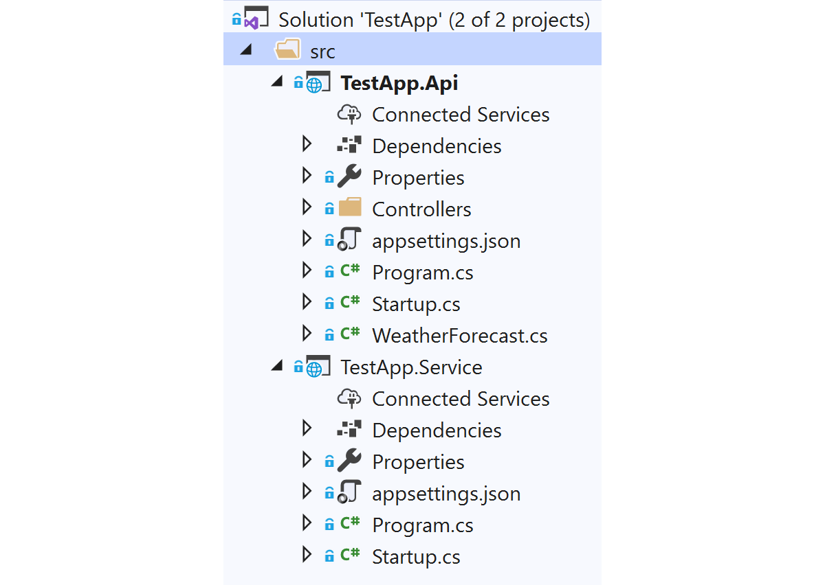 The sample app consisting of two projects