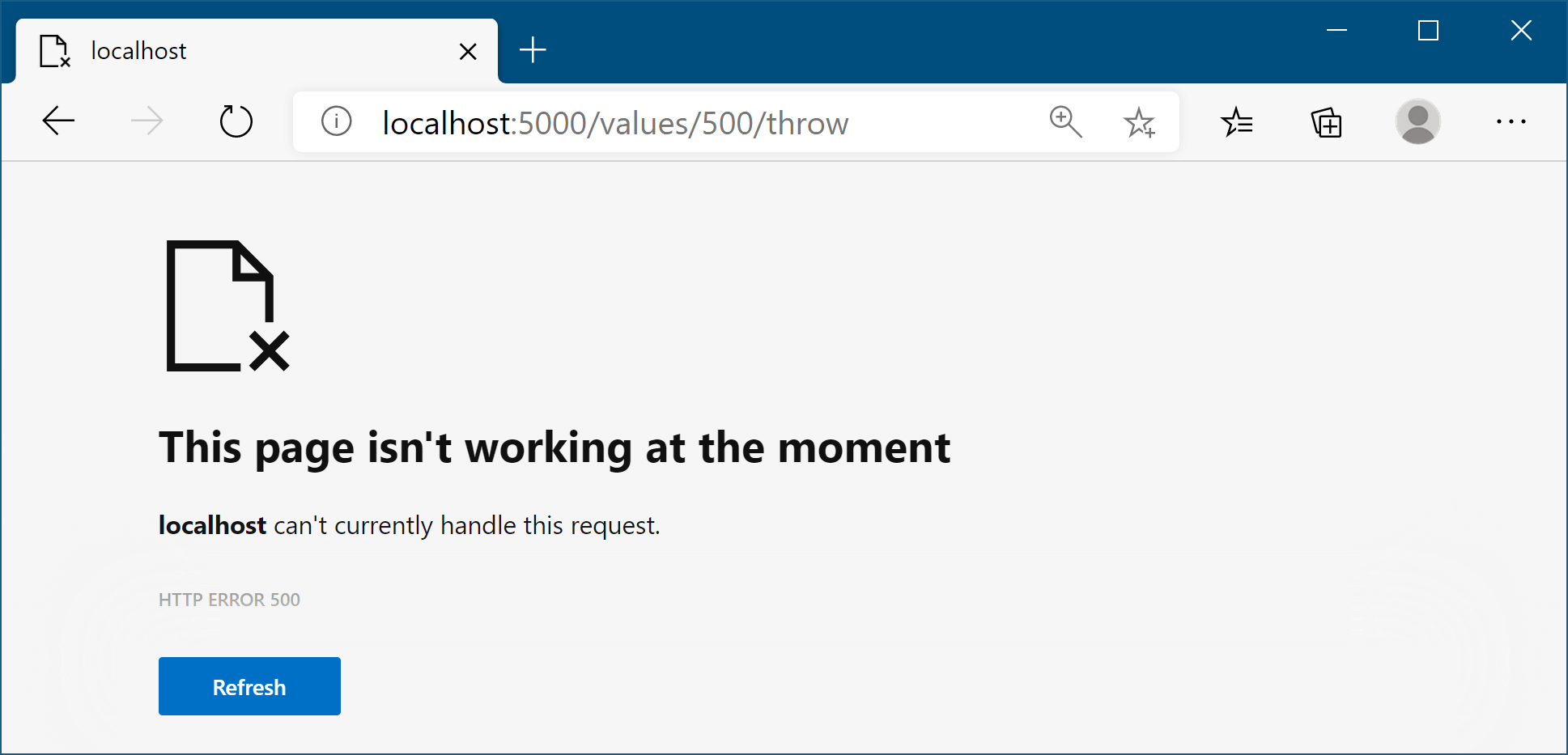 Production exception page