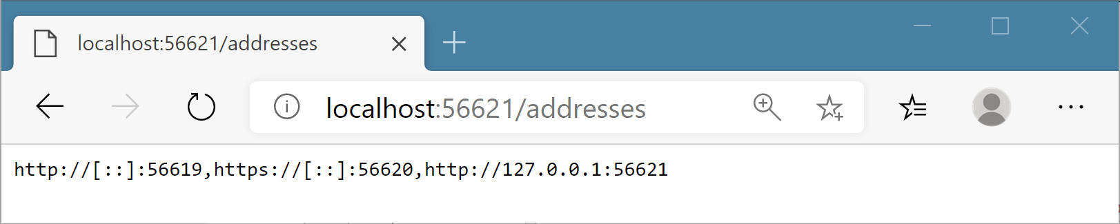 Image of the addresses in use being shown