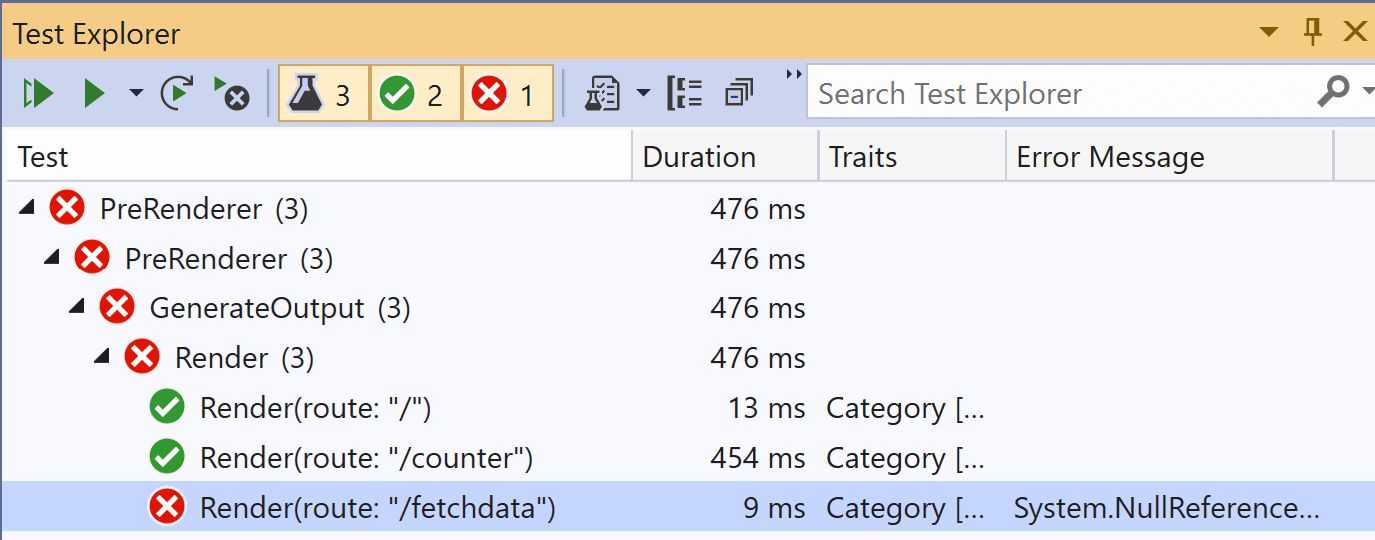 The fetch data path fails