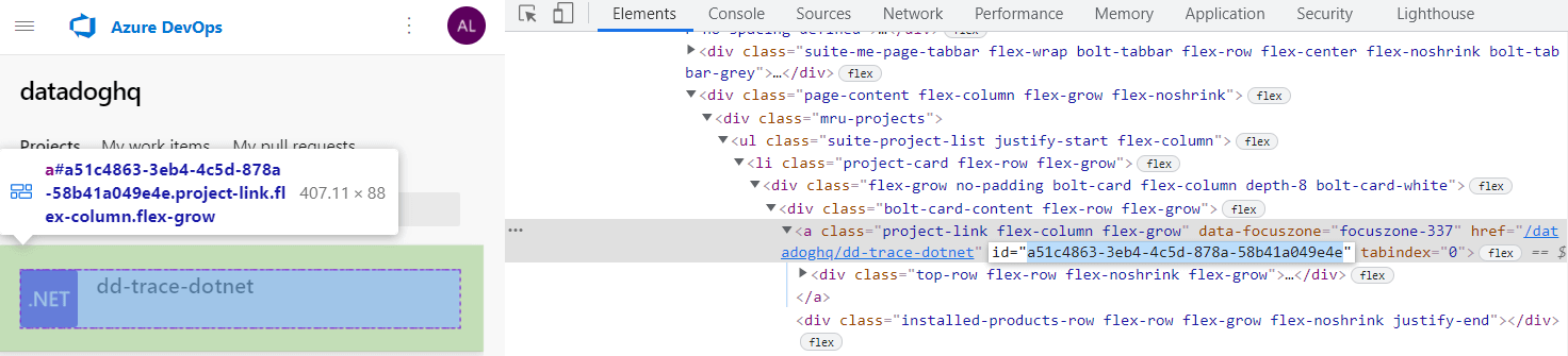 Finding the project ID of an Azure DevOps project