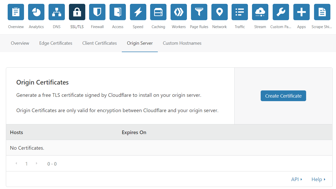 Create a custom origin certificate
