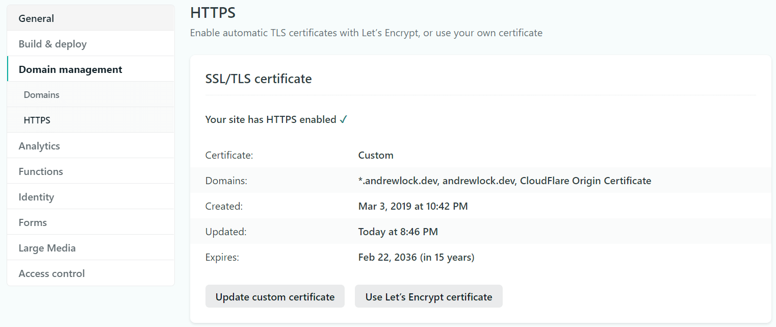 The final configuration on Netlify