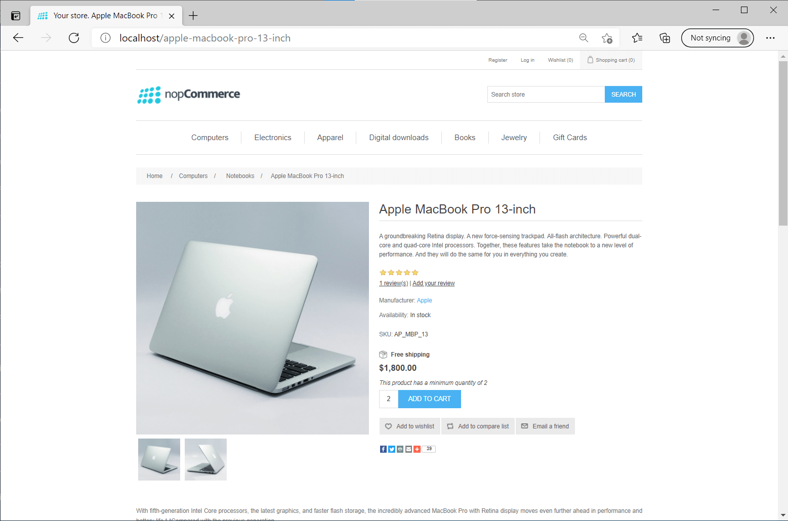 A nopCommerce product page