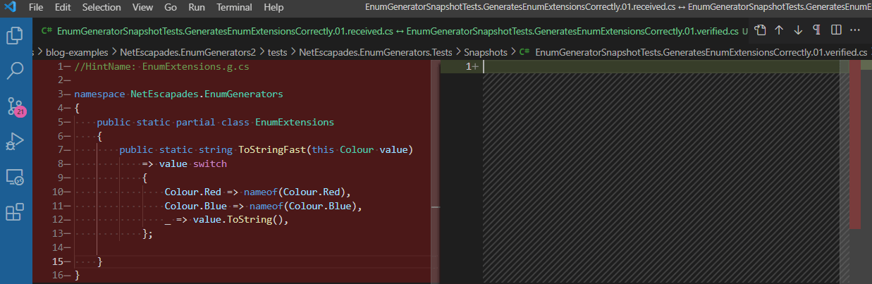 The generated source code