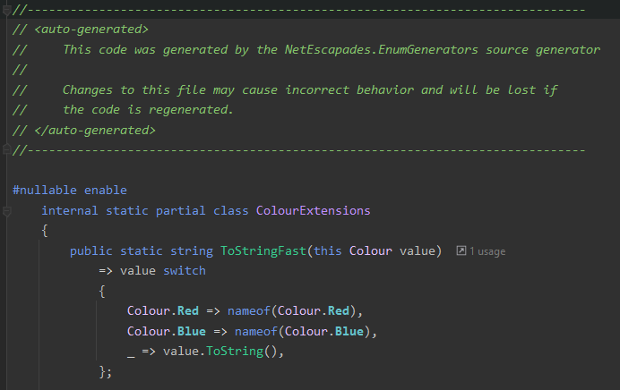 The ToStringFast definition for Colour