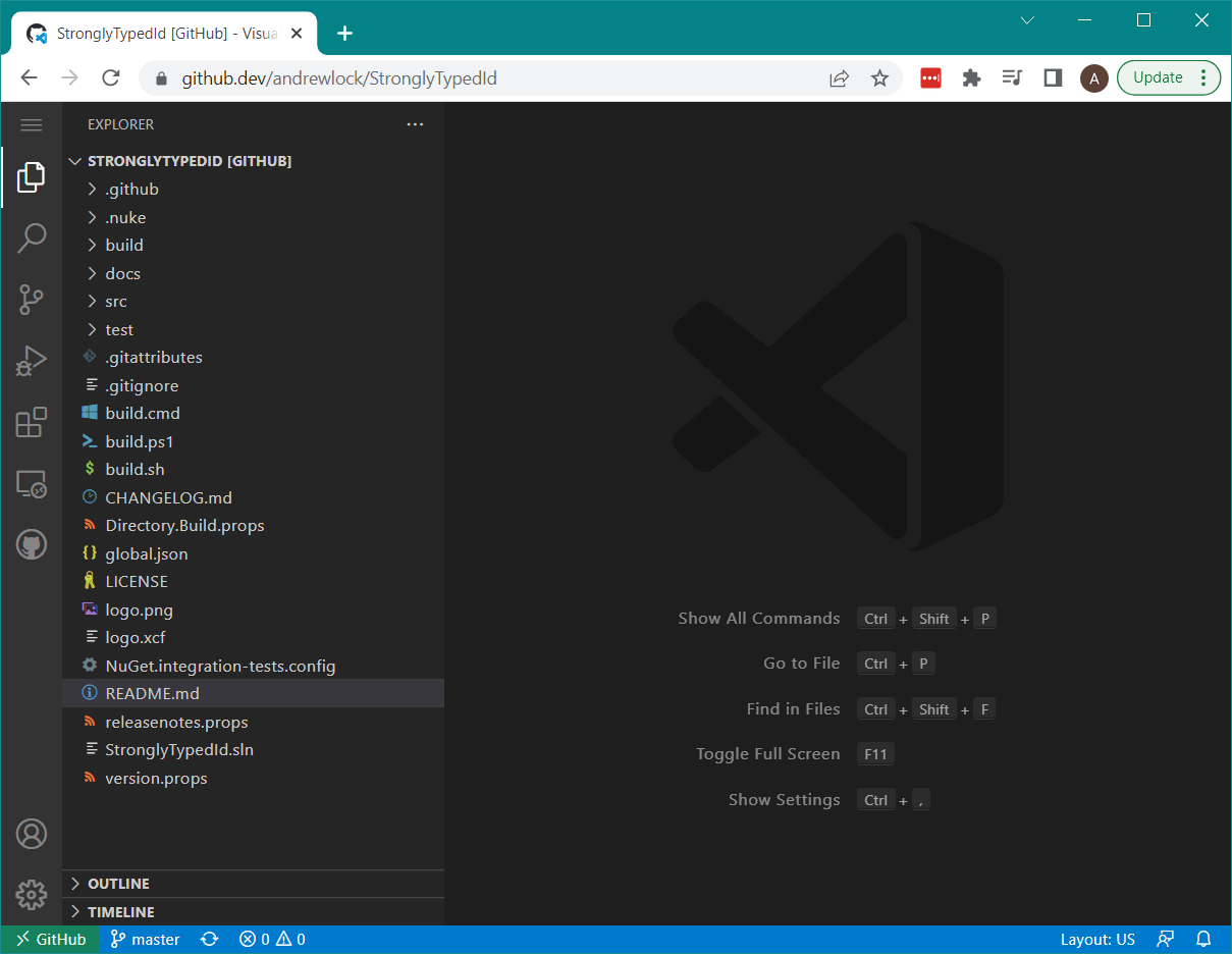 The github.dev UI
