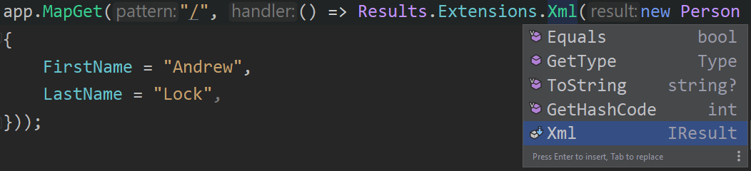 Example of using the extension method on XML