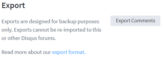The export page