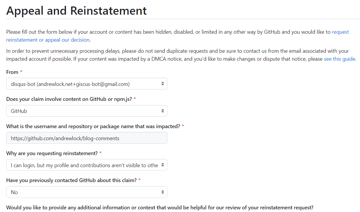 The appeal and reinstatement