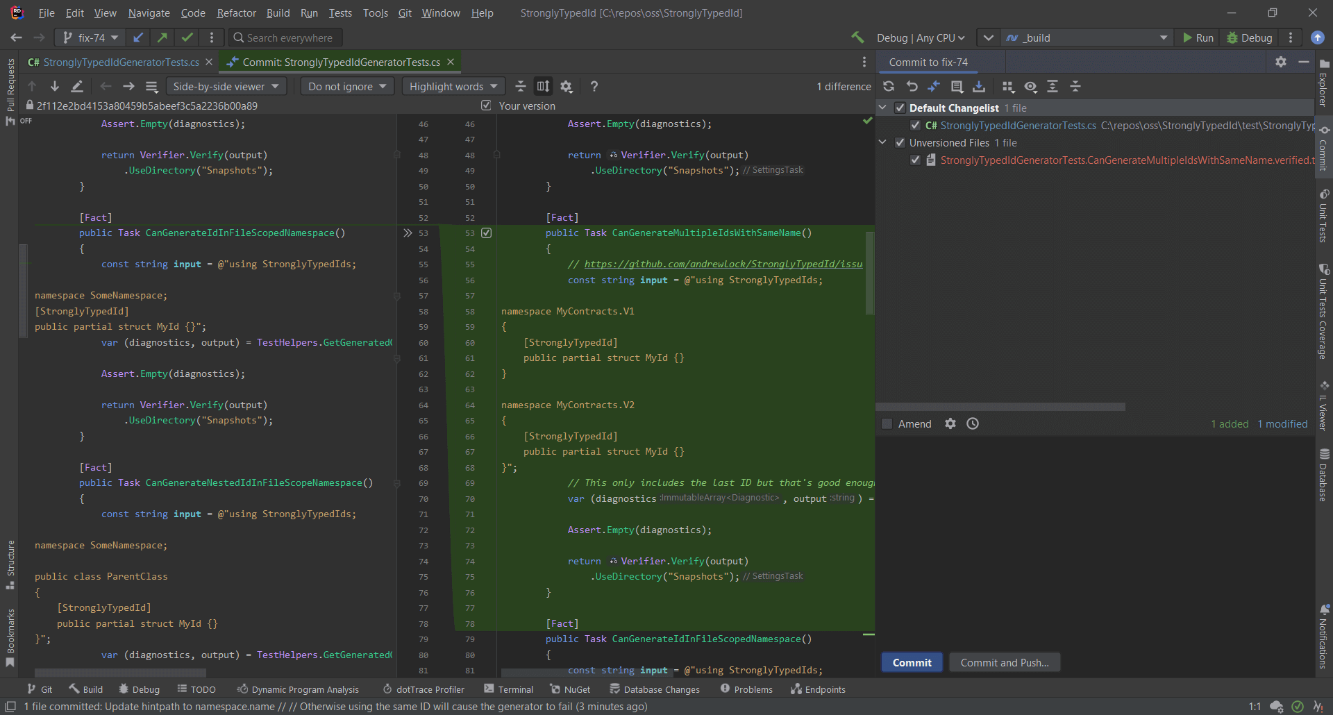 The commit interface