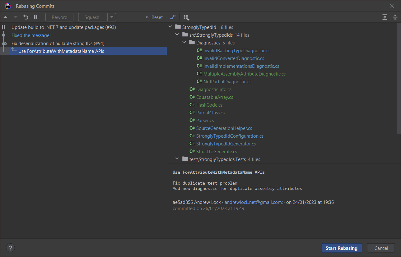The interactive-rebase dialog