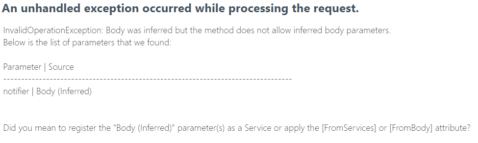 Example of the runtime error from missing keyed service